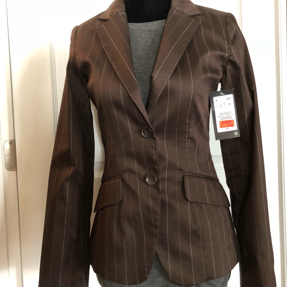 H & M Brown striped blazer